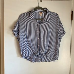 White and blue blouse